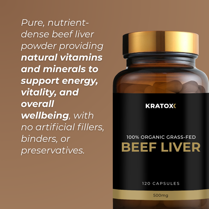 Beef liver supplement rich in natural vitamins and minerals for energy and overall well-being