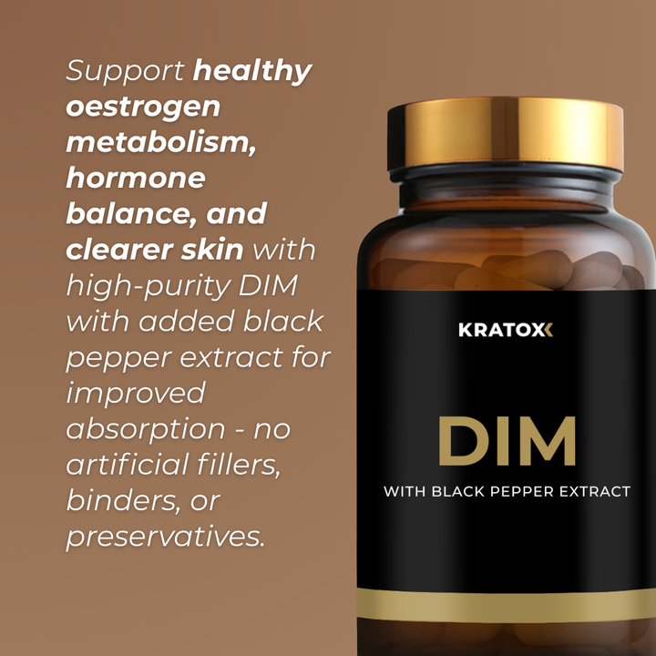 Support healthy oestrogen metabolism, hormone balance, and clearer skin with high-purity DIM with added black pepper extract for improved absorption.