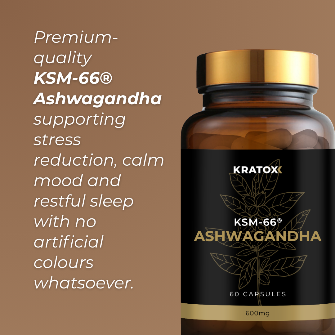 Premium-quality KSM-66® Ashwagandha supporting stress reduction, calm mood and restful sleep