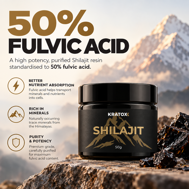 Shilajit Resin providing 50% Fulvic Acid