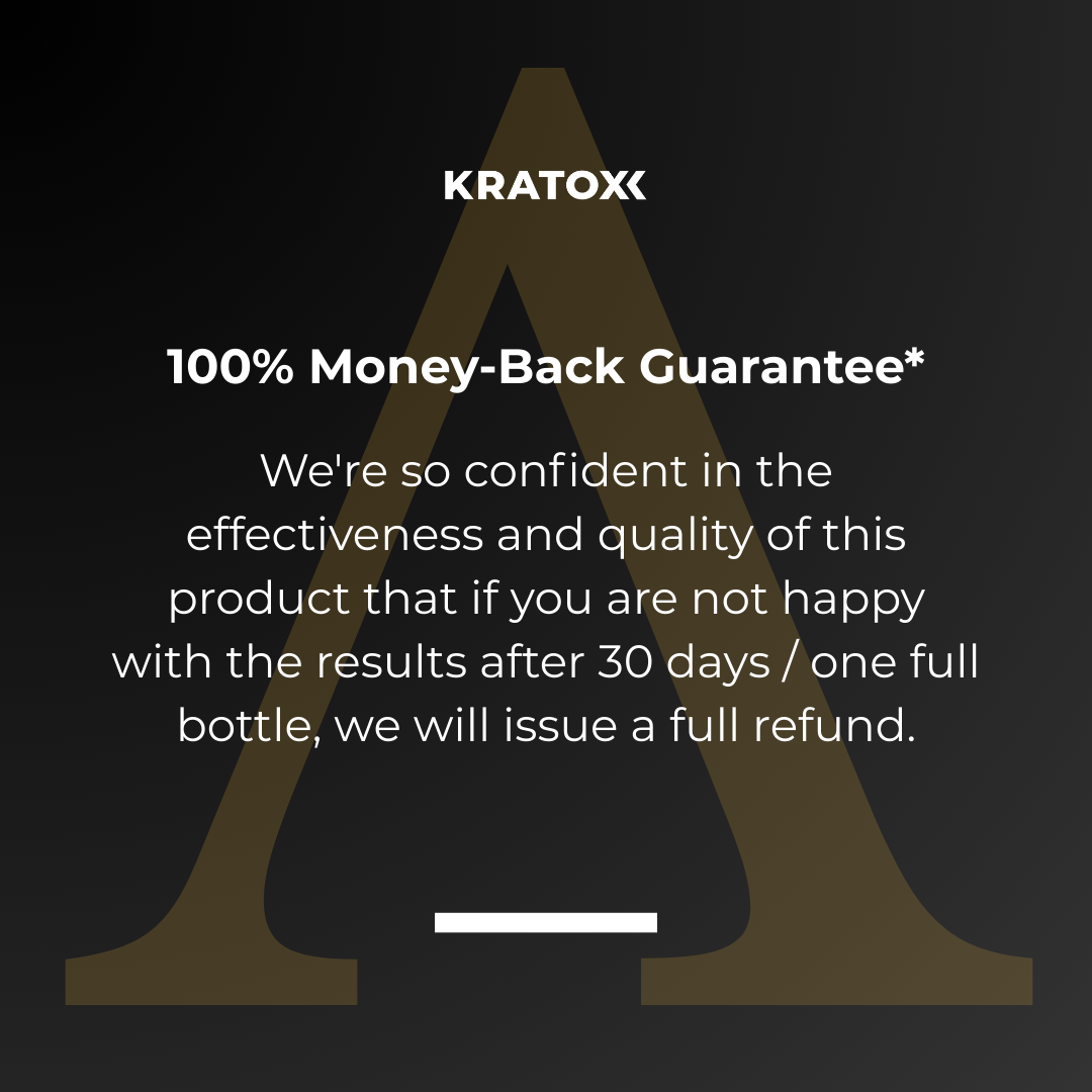 Kratox quality standard — Alpha Men’s Health supplement with no synthetic colours or unnecessary additives.