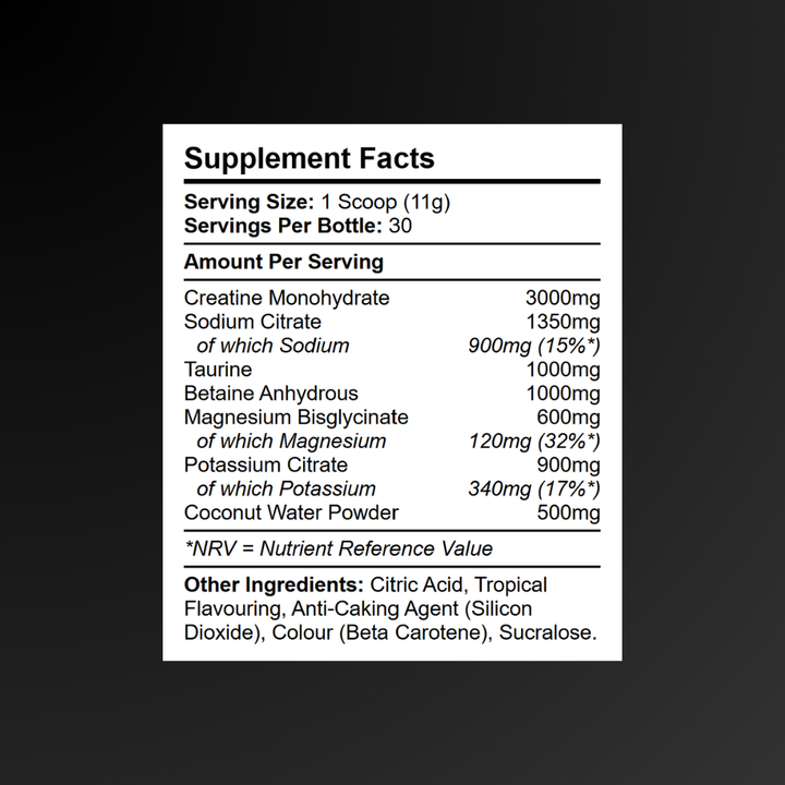 Creatine and Electrolytes powder with taurine, betaine and coconut water