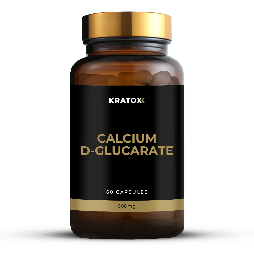 Calcium D-Glucarate supplement 500mg capsules supporting detoxification and hormone balance by Kratox