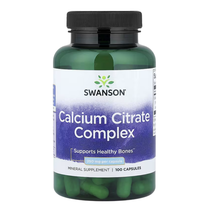 Swanson Calcium Citrate Complex 250mg capsules supporting bone and muscle health