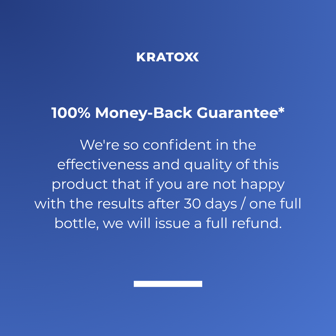 Kratox Copper Peptides Advanced Multi-Peptide Serum backed by a 100% money-back guarantee and formulated with premium-quality skincare ingredients