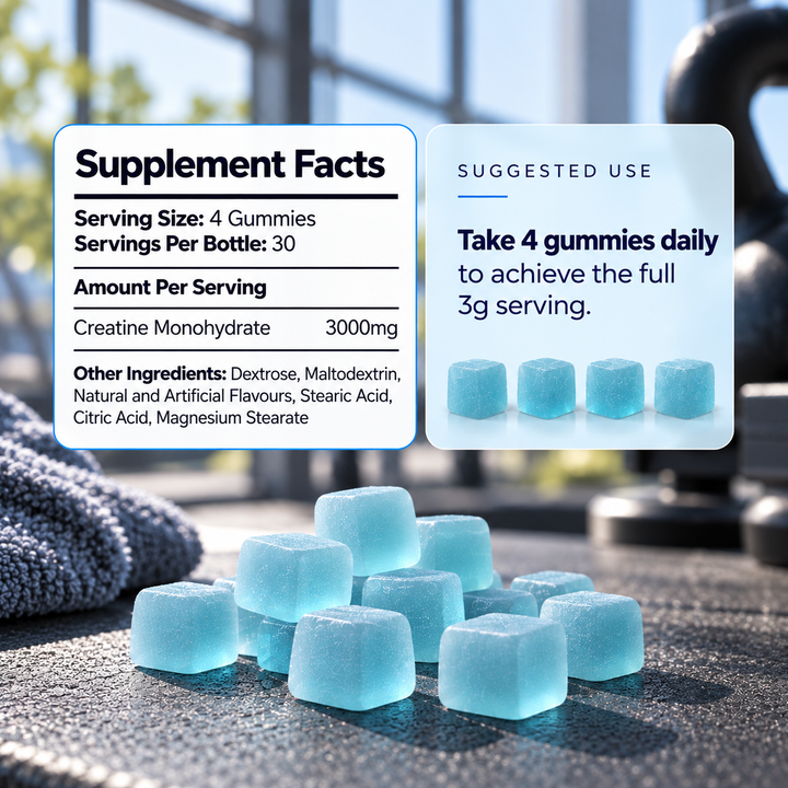 4 Gummies per serving for 3g Creatine