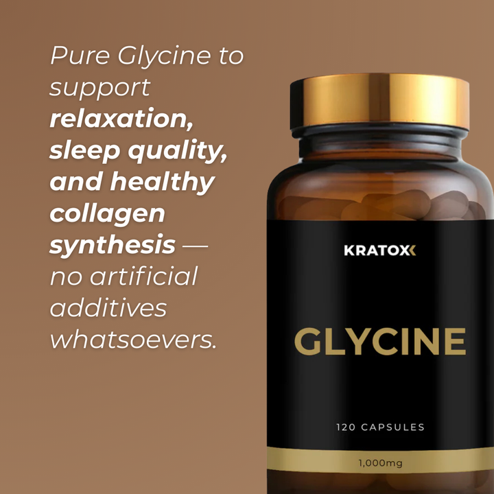 High-strength Glycine supplement to support restful sleep and calm relaxation — with no artificial fillers, binders, or preservatives