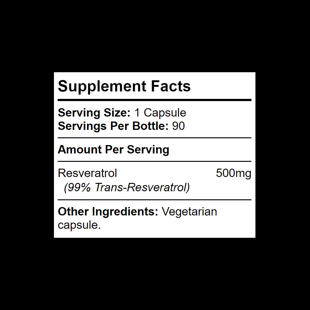 500mg Resveratrol per capsule