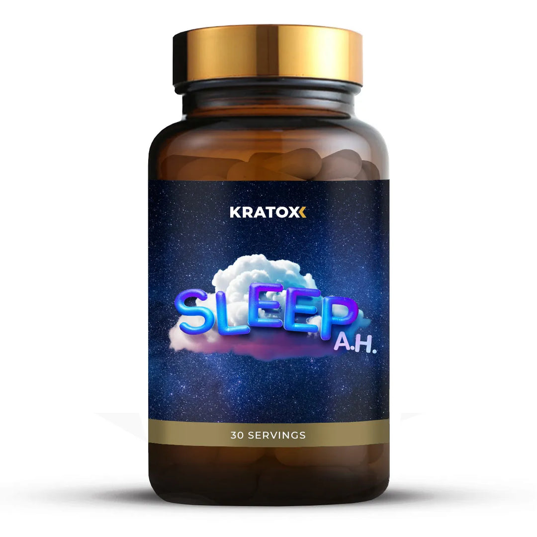 Kratox Sleep A.H. natural sleep supplement with magnesium glycinate, myo-inositol, L-theanine and apigenin.