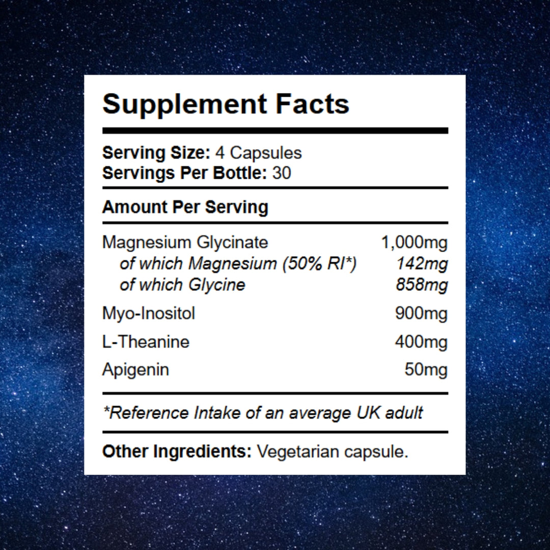 Supplement facts panel for Kratox Sleep A.H. showing capsule serving size and precise ingredient dosages.

