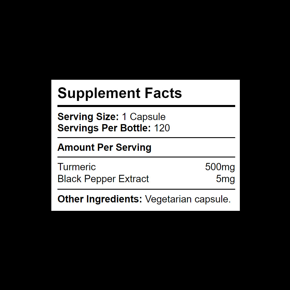 500mg Turmeric with 5mg High-Quality Black Pepper Extract