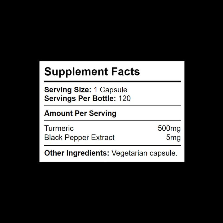 500mg Turmeric with 5mg High-Quality Black Pepper Extract