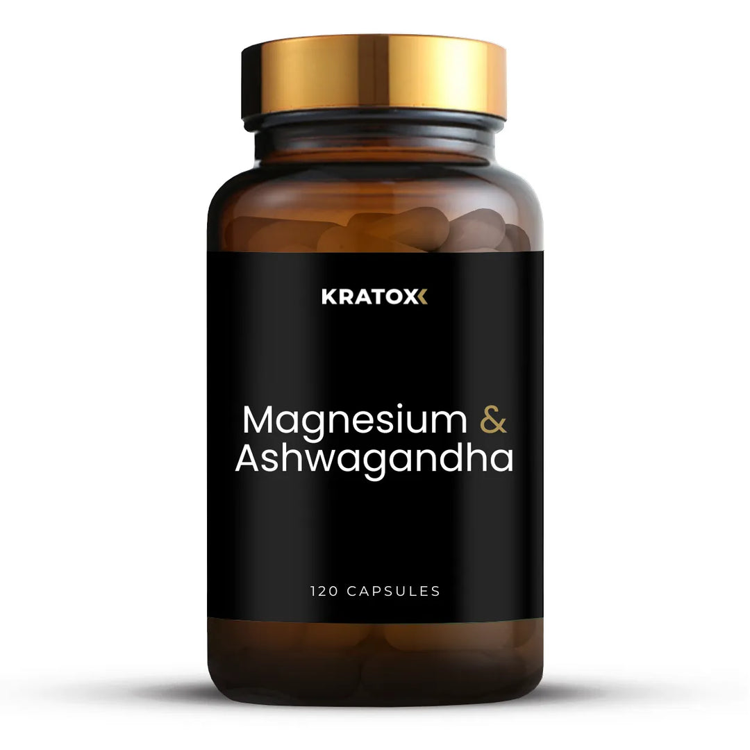 Kratox Magnesium + Ashwagandha — mineral and adaptogen supplement for calm, relaxation and daily wellness.
