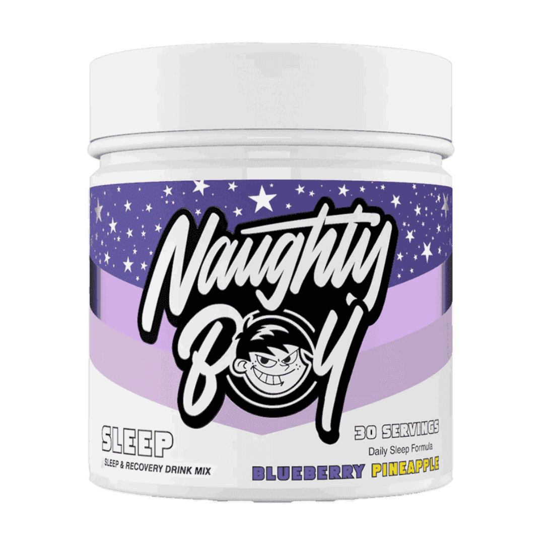 Naughty Boy Sleep powder drink mix in Blueberry Pineapple flavour