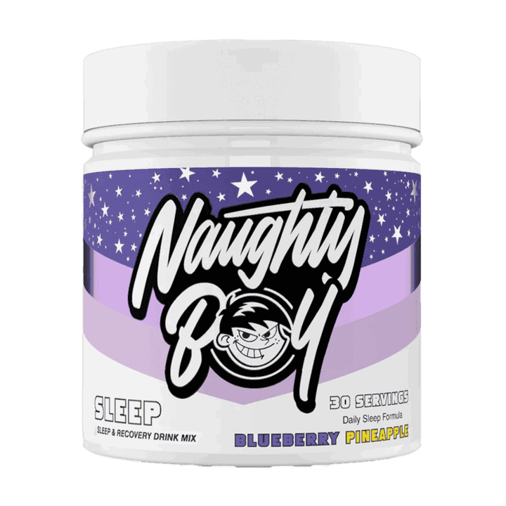 Naughty Boy Sleep powder drink mix in Blueberry Pineapple flavour