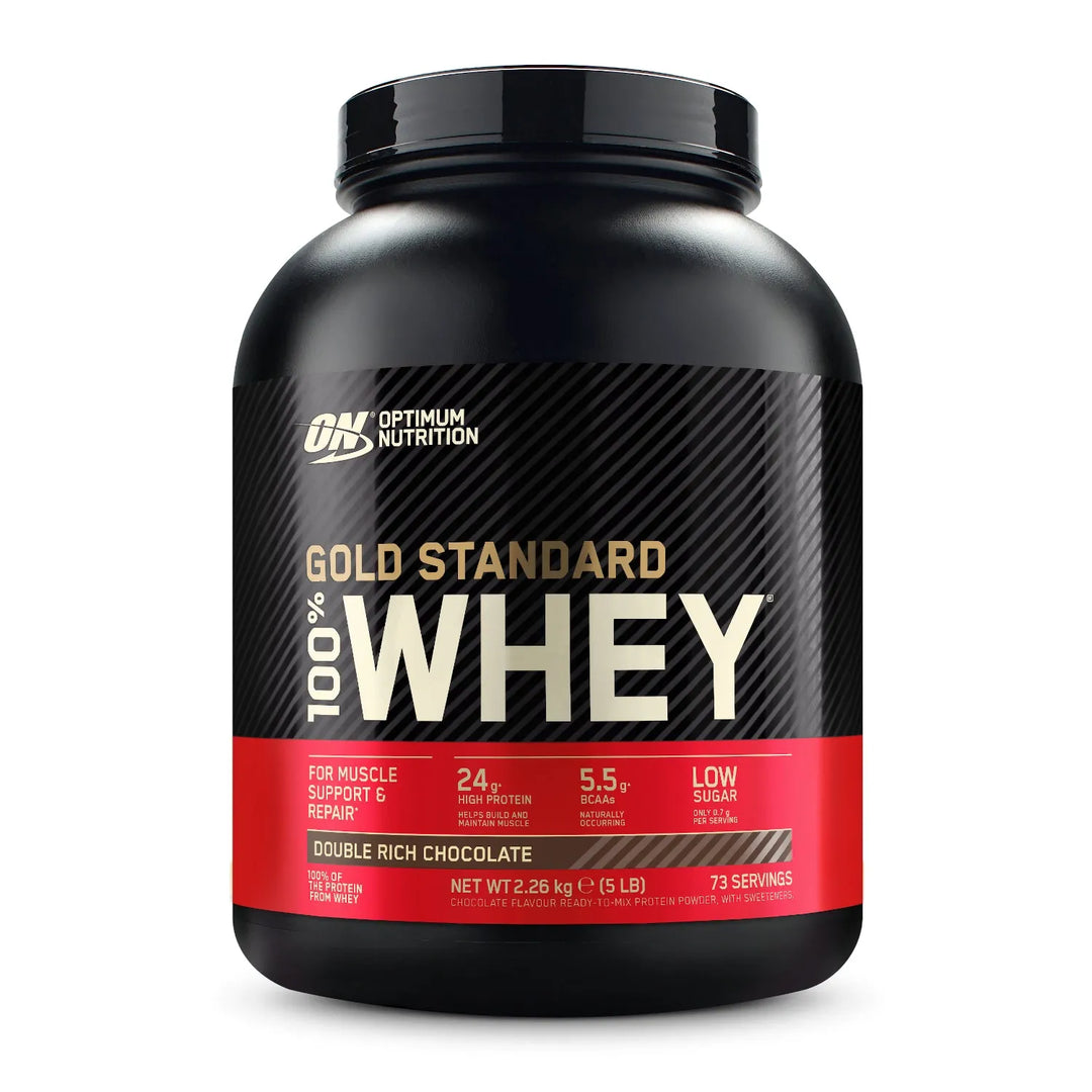 Optimum Nutrition Gold Standard Whey – premium whey protein powder for muscle recovery and lean growth.
