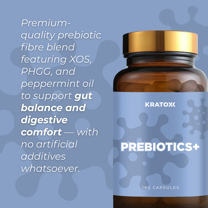 Prebiotic fibre supplement designed for capsule use to support gut balance, digestion and microbiome health