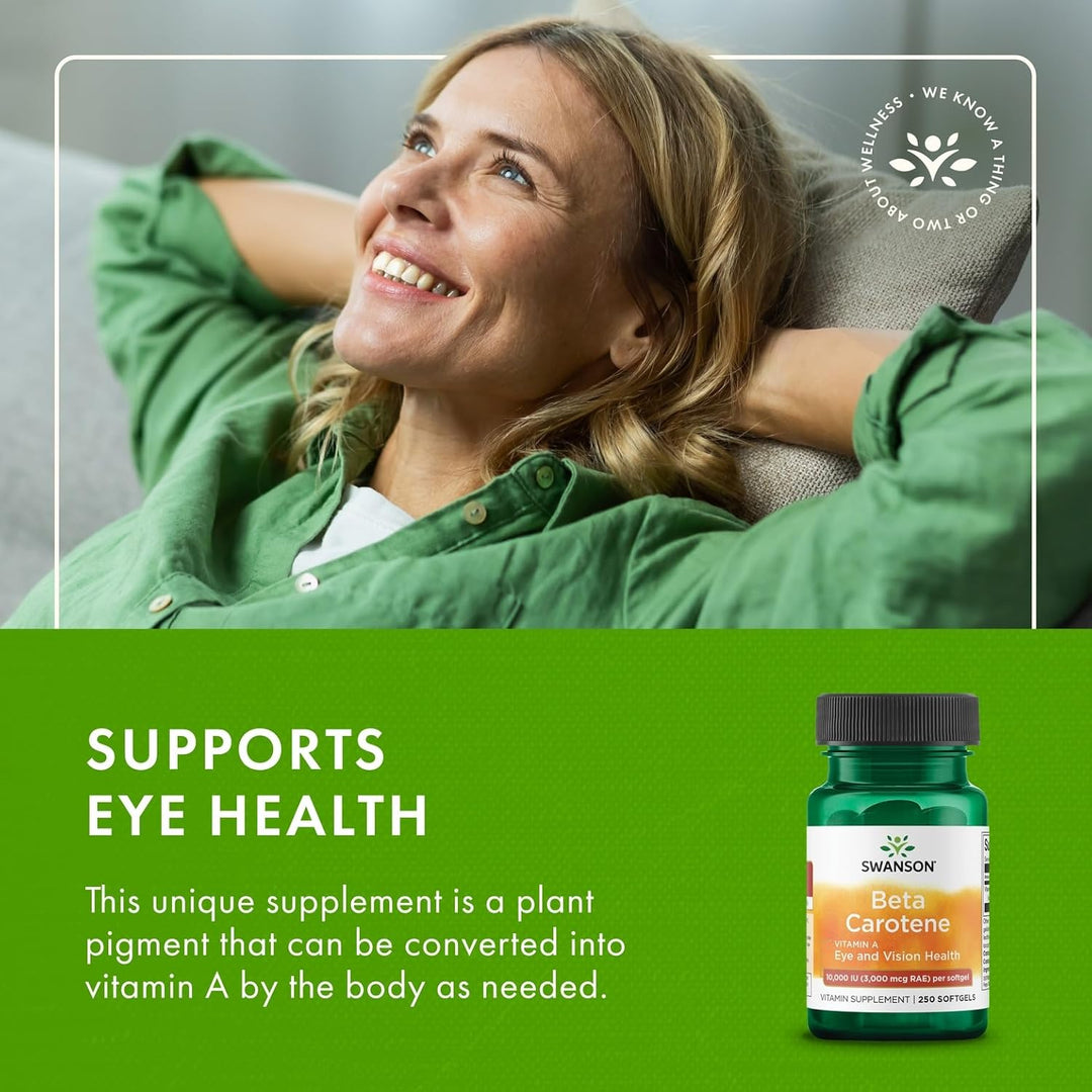 Natural beta carotene softgels designed to support vision, immunity and overall wellness