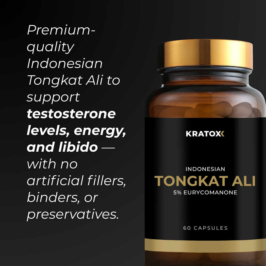 Premium-quality Indonesian Tongkat Ali to support testosterone levels, energy, and libido — with no artificial fillers, binders, or preservatives.