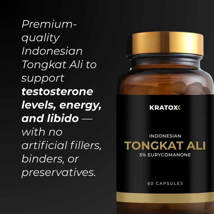 Premium-quality Indonesian Tongkat Ali to support testosterone levels, energy, and libido — with no artificial fillers, binders, or preservatives.