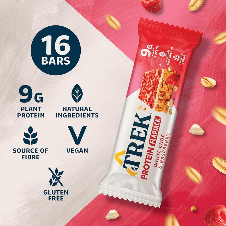 Trek Protein Flapjacks White Chocolate Raspberry - 9g Protein per bar
