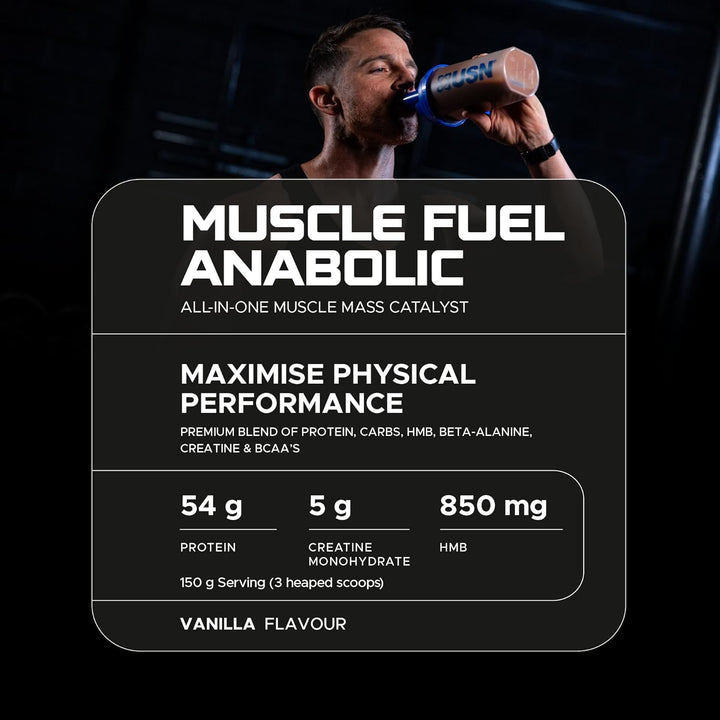 Post-workout protein shake with Muscle Fuel Anabolic – supports recovery, muscle growth and replenishment after training.