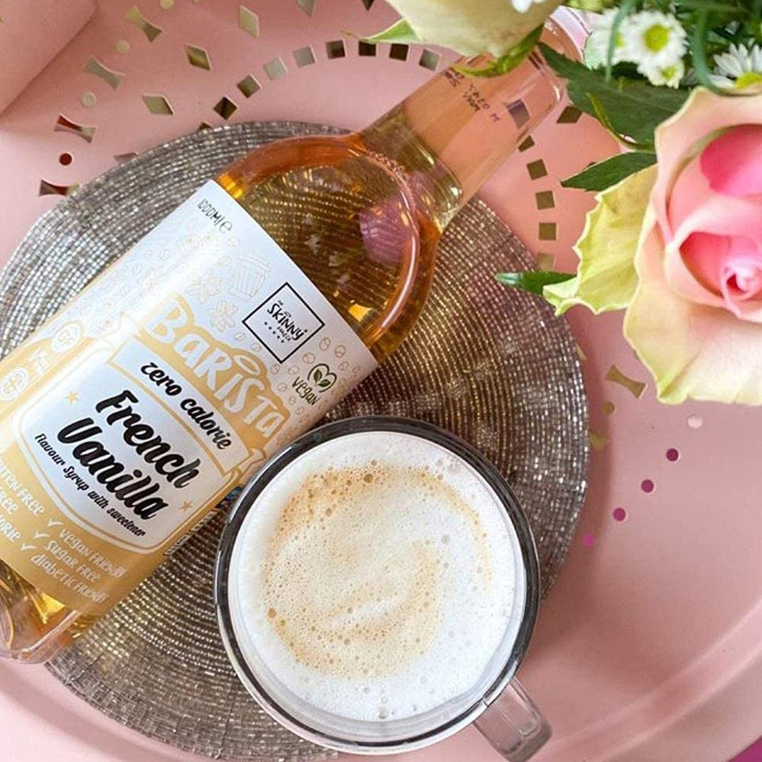 French Vanilla Barista Coffee Syrup — flavoured coffee beverage presentation.
