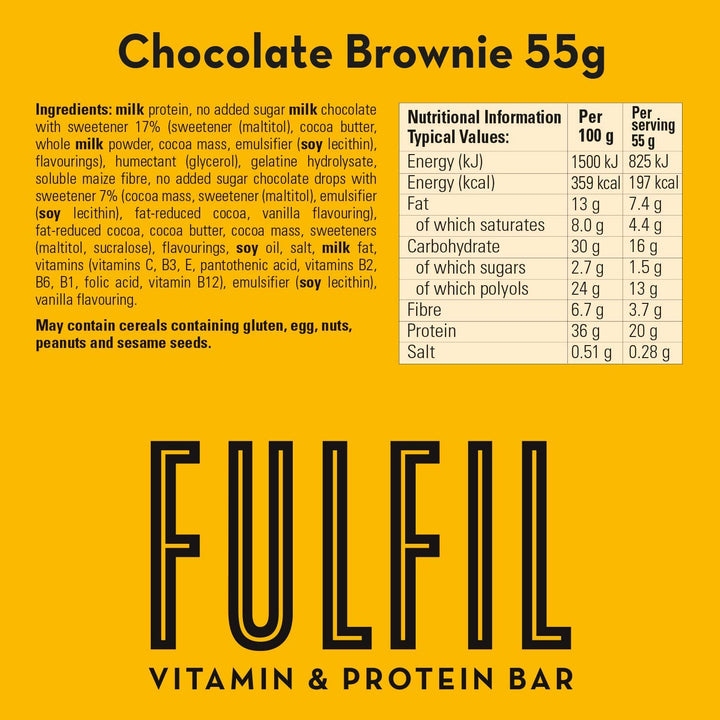 Fulfil Bars Nutritional Information (chocolate brownie)