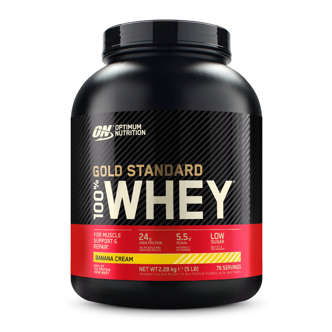Gold Standard 100% Whey Protein by Optimum Nutrition – high-quality protein supplement for training support.