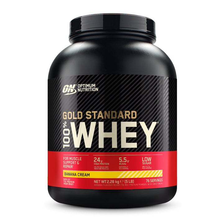 Gold Standard 100% Whey Protein by Optimum Nutrition – high-quality protein supplement for training support.